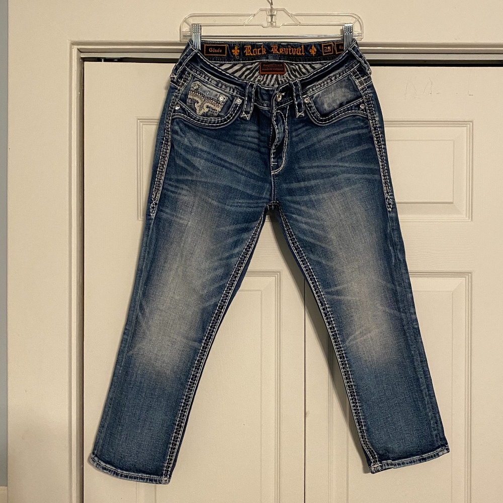 Rock Revival Glade Easy Crop Jeans Size 28